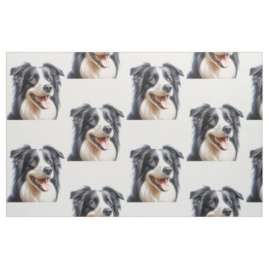 Happy Border Collie Dog Fabric Stof (Yard (91,4 cm))