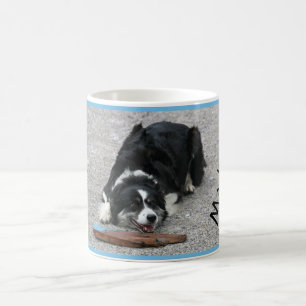 Happy Border Collie dog met jouw naam Koffiemok