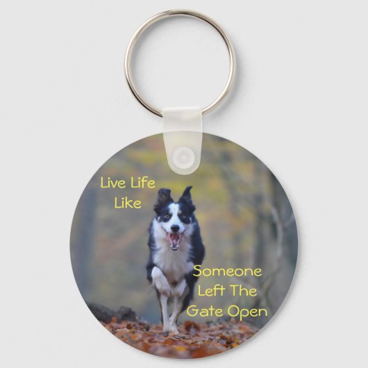 Happy Border Collie Inspirerend Gezegde Sleutelhanger (Voorkant)
