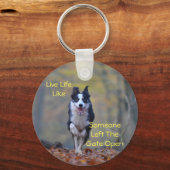 Happy Border Collie Inspirerend Gezegde Sleutelhanger (Voorkant)