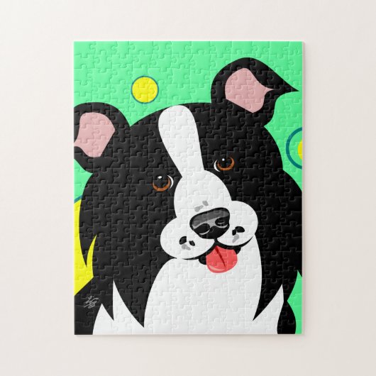 Happy Border Collie Jigzaag Puzzle Legpuzzel (Verticaal)