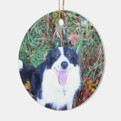 Happy Border Collie Keramisch Ornament (Links)