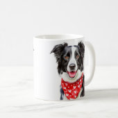 Happy Border Collie Red Heart Bandana Koffiemok (Voorkant rechts)