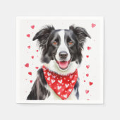 Happy Border Collie Red Heart Bandana Servet (Voorkant)