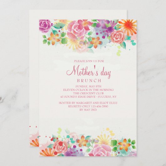 Happy Border Moederdag Uitnodiging (Voorkant / Achterkant)