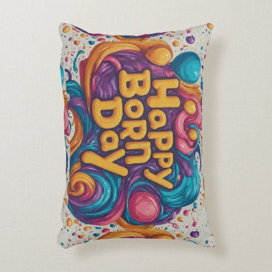 Happy Born Day Cake Accent Kussen (Voorkant(Verticaal))