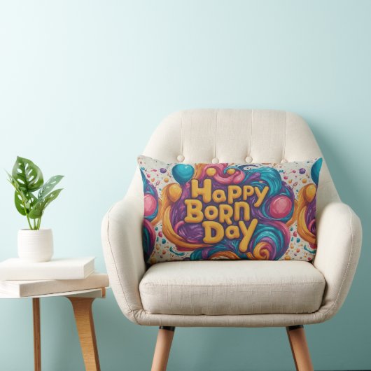 Happy Born Day Cake Kussen (Stoel)