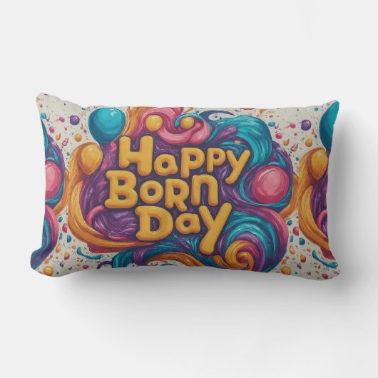 Happy Born Day Cake Kussen (Voorkant)