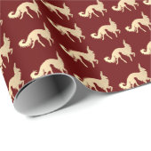 Happy Borzoi Wrapping Paper Burgandy Cadeaupapier (Rol Hoek)