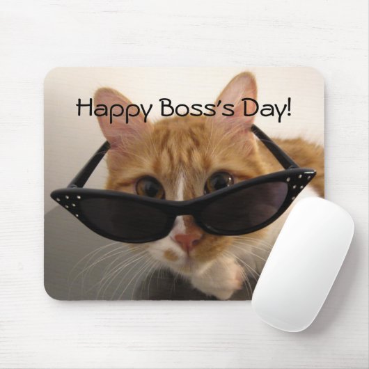 Happy Boss Day - Cool Cat in Sunglazen Mousepad Muismat (Met muis)