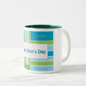 Happy Boss Day Stripes Tweekleurige Koffiemok (Voorkant rechts)