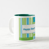 Happy Boss Day Stripes Tweekleurige Koffiemok (Voorkant links)