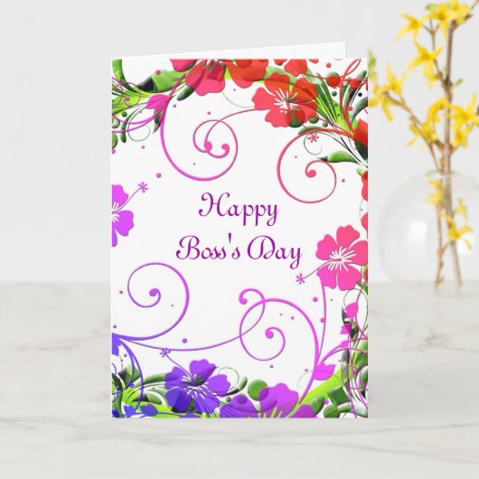 Happy Boss Day voor vrouw baas met aangepaste teks Kaart (Gele Bloem)