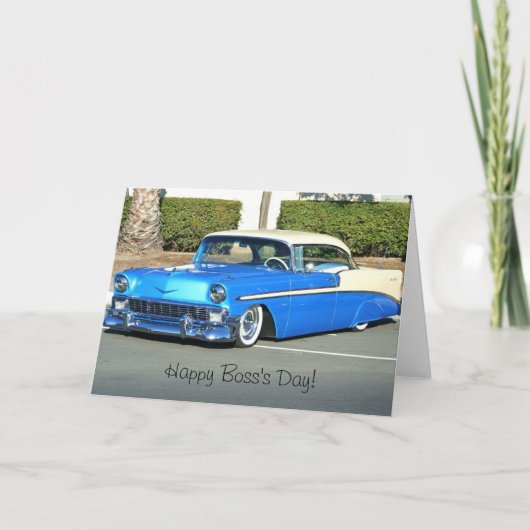 Happy Boss's Day Classic blauw auto wenskaart Kaart (Voorkant)