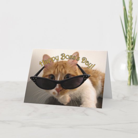 Happy Boss's Day - Cool Cat met zonnebril Kaart (Voorkant)
