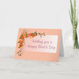 Happy Boss's Day for vrouw baas met bloemen Kaart