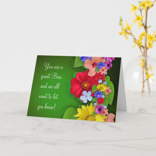 Happy Boss's Day for vrouw baas met bloemen Kaart (Gele Bloem)