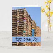 Happy boss's Day gestapelde pallets Kaart (Gele Bloem)