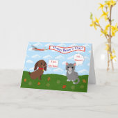 Happy Boss's Day met banner voor kat, hond en vlie Kaart (Gele Bloem)