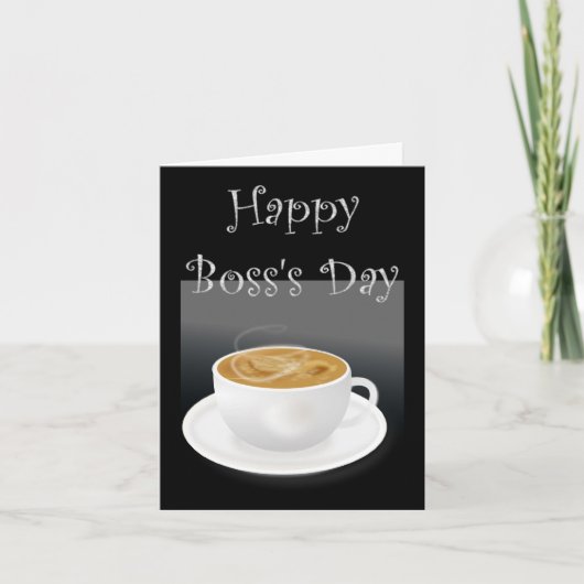 Happy Boss's Day met cappuccino en aangepaste teks Kaart (Voorkant)