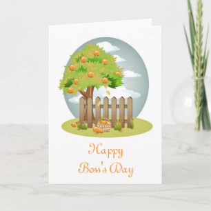 Happy Boss's Day met fruitboom aangepaste tekst Kaart