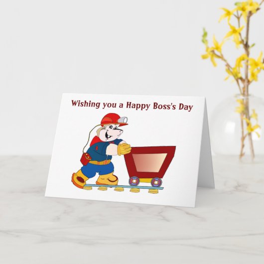 Happy Boss's Day met mijnwerker Kaart (Gele Bloem)