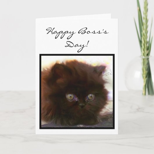 Happy Boss's Day Persian Kitten wenskaart Kaart (Voorkant)