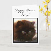 Happy Boss's Day Persian Kitten wenskaart Kaart (Gele Bloem)