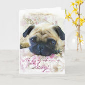 Happy Boss's Day Pug wenskaart Kaart (Gele Bloem)