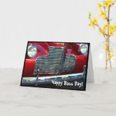 Happy Boss's Day Red Classic Car wenskaart Kaart (Gele Bloem)