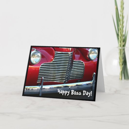 Happy Boss's Day Red Classic Car wenskaart Kaart (Voorkant)