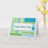 Happy Boss's Day Stripes Kaart (Gele Bloem)