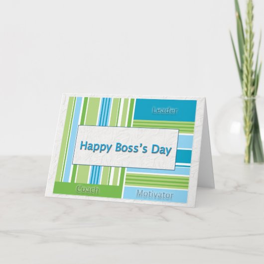 Happy Boss's Day Stripes Kaart (Voorkant)