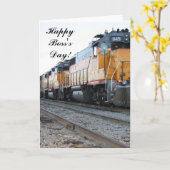 Happy Boss's Day Train Wenskaart Kaart (Gele Bloem)