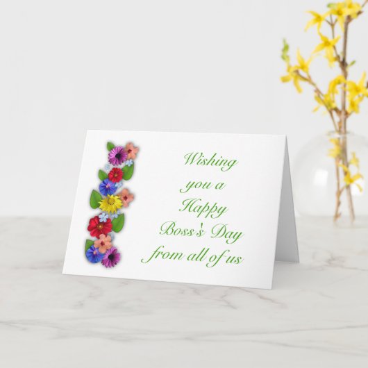 Happy Boss's Day van ons allemaal met bloemen Kaart (Gele Bloem)