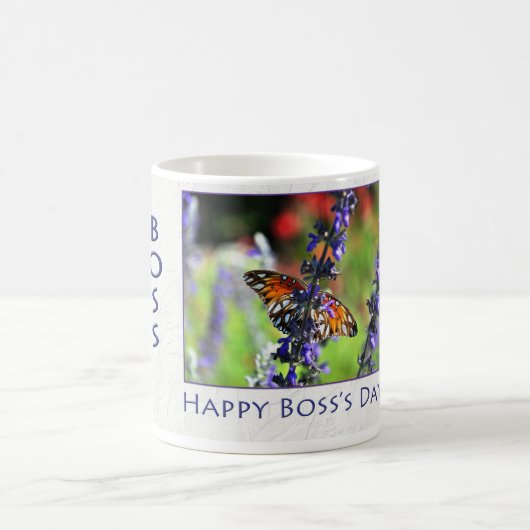 Happy Boss's Day Vlinder en Bloemen Koffiemok (Center)