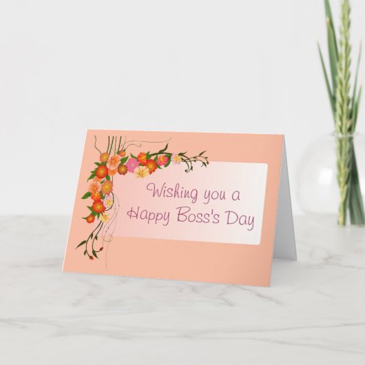 Happy Boss's Day voor vrouw baas met bloemen Kaart (Voorkant)