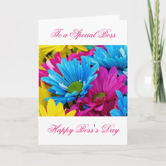 Happy Boss's Day voor vrouw baas met bloemen Kaart (Voorkant)
