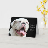 Happy Boss's Day White Bulldog wenskaart Kaart (Gele Bloem)
