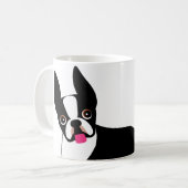 Happy Boston Terrier Black en White Koffiemok (Voorkant links)