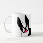 Happy Boston Terrier Black en White Koffiemok (Links)