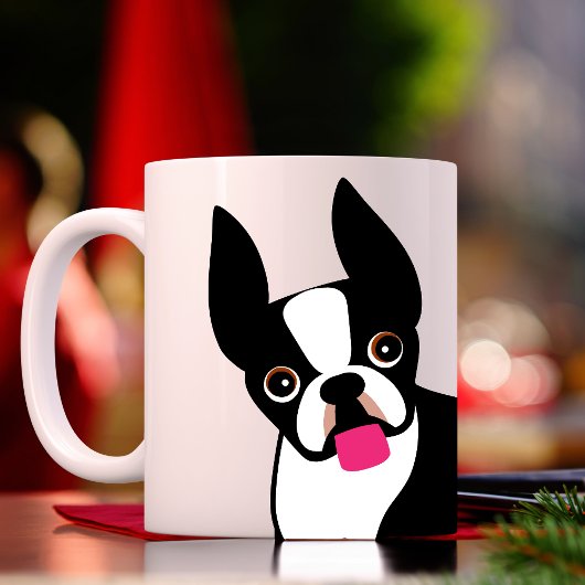 Happy Boston Terrier Black en White Koffiemok
