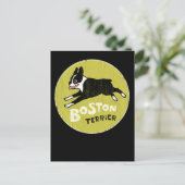Happy Boston Terrier Dog aan het rennen Briefkaart (Staand voorkant)