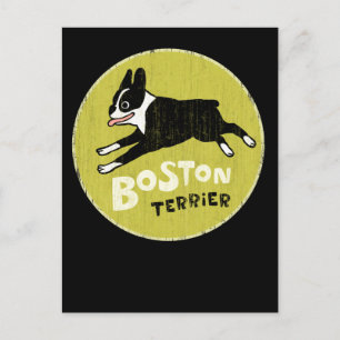Happy Boston Terrier Dog aan het rennen Briefkaart
