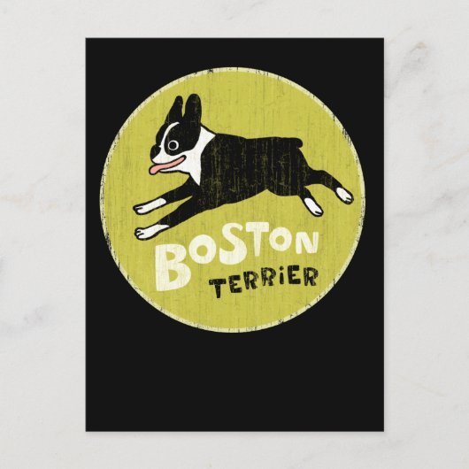 Happy Boston Terrier Dog aan het rennen Briefkaart (Voorkant)