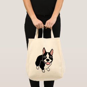 Happy Boston Terrier Grocery Tas