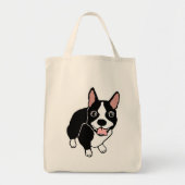 Happy Boston Terrier Grocery Tas (Voorkant)