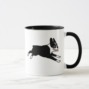 Happy Boston Terrier onderweg   Cute Cartoon Dog Mok