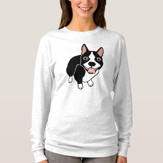 Happy Boston Terrier Women's Long Sleeve T-Shirt (Voorkant)