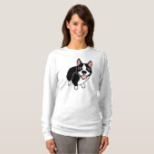 Happy Boston Terrier Women's Long Sleeve T-Shirt (Voorkant volledig)